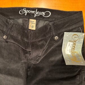 NWT Spoon Jeans Black Corduroy Pants Size 9 Flare Long Inseam Y2K